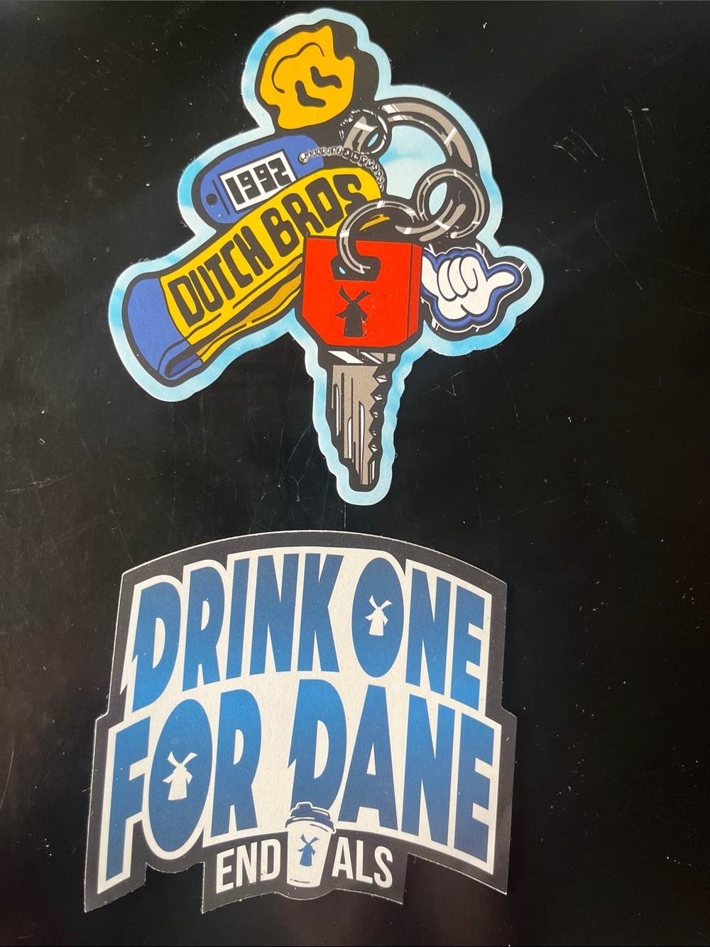 NEW JUNE DUTCH BROS STICKER OF THE MONTH PLUS MAY END ALS STICKER